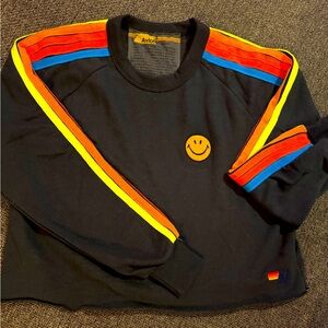 Aviator Nation smiley face crop sweatshirt